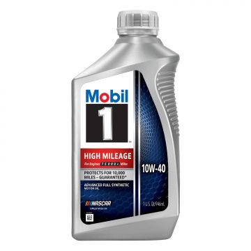 Mobil 1 High Mileage 10w-40 Motor Oil Quart Bottle